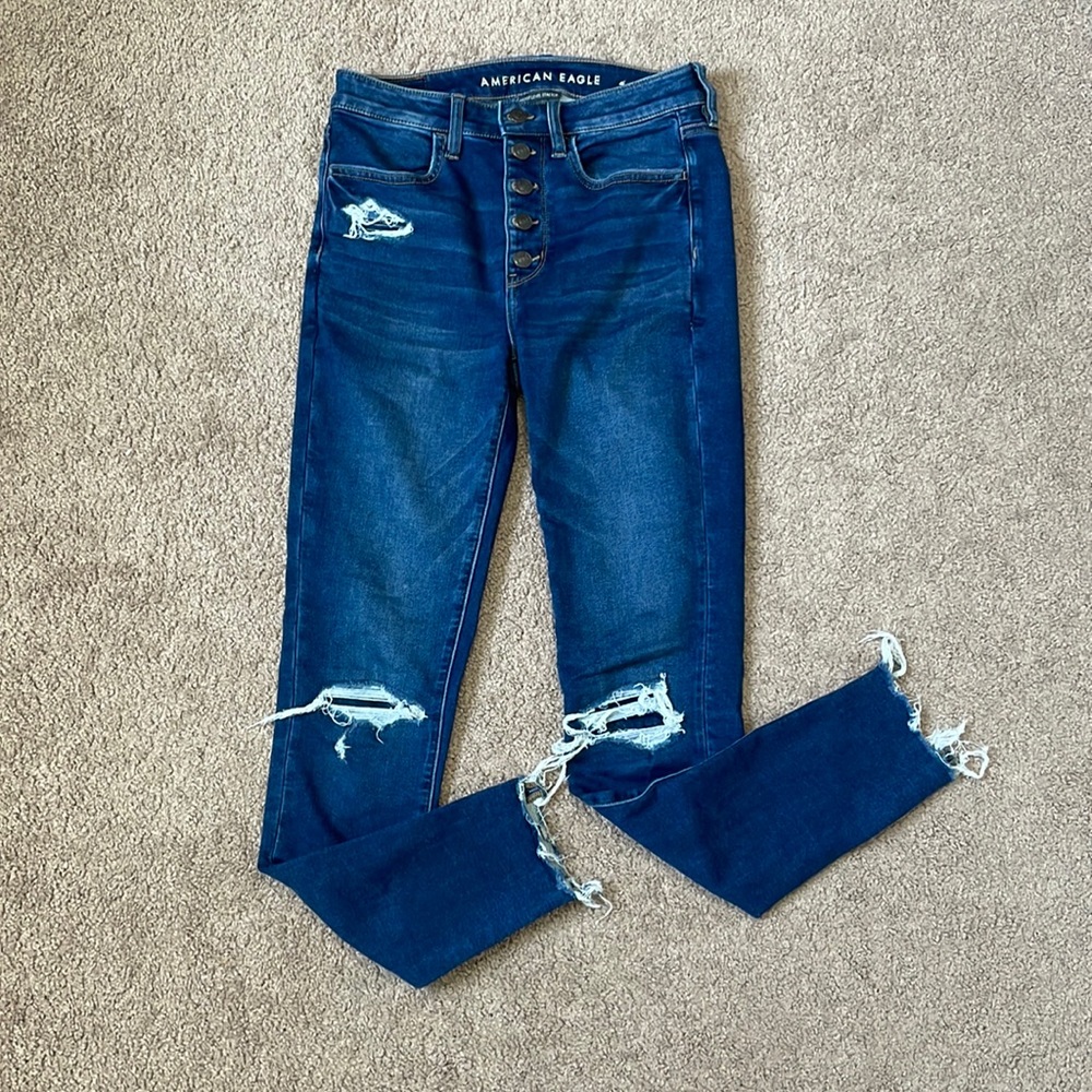 America Eagle next level stretch distressed skinny jeans